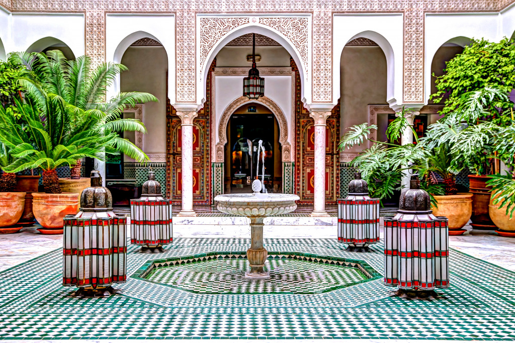 La Mamounia Resort in Marrakech, Morocco jigsaw puzzle in Puzzle of the Day puzzles on TheJigsawPuzzles.com