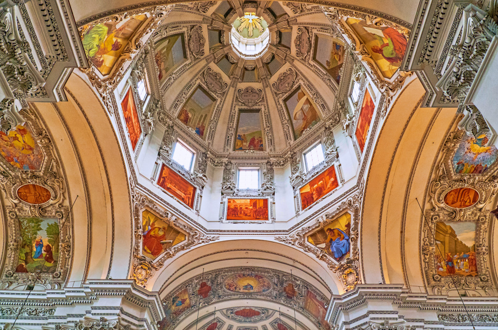 Baroque Interior of Salzburg Cathedral jigsaw puzzle in Puzzle of the Day puzzles on TheJigsawPuzzles.com