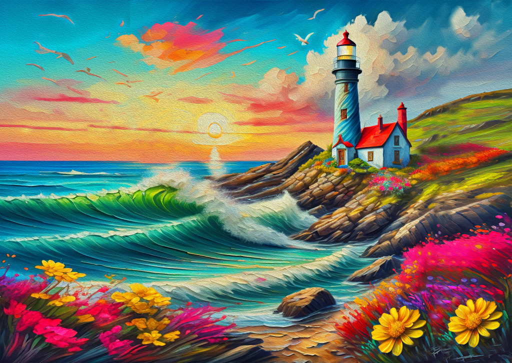 Lighthouse Landscape jigsaw puzzle in Puzzle of the Day puzzles on TheJigsawPuzzles.com