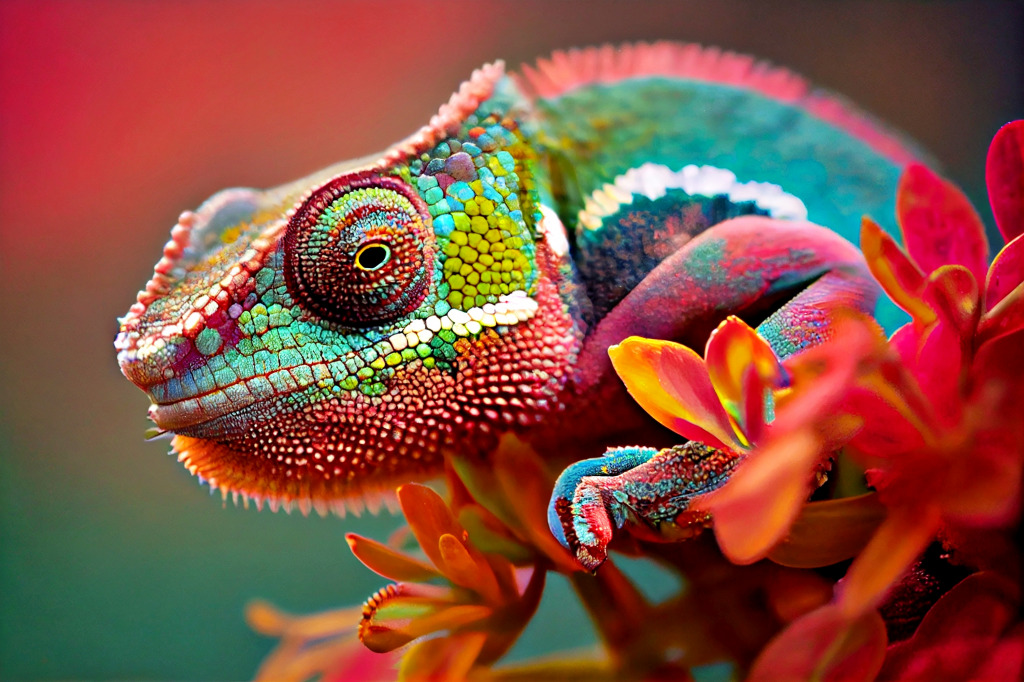 Chameleon on a Flower jigsaw puzzle in Puzzle of the Day puzzles on TheJigsawPuzzles.com