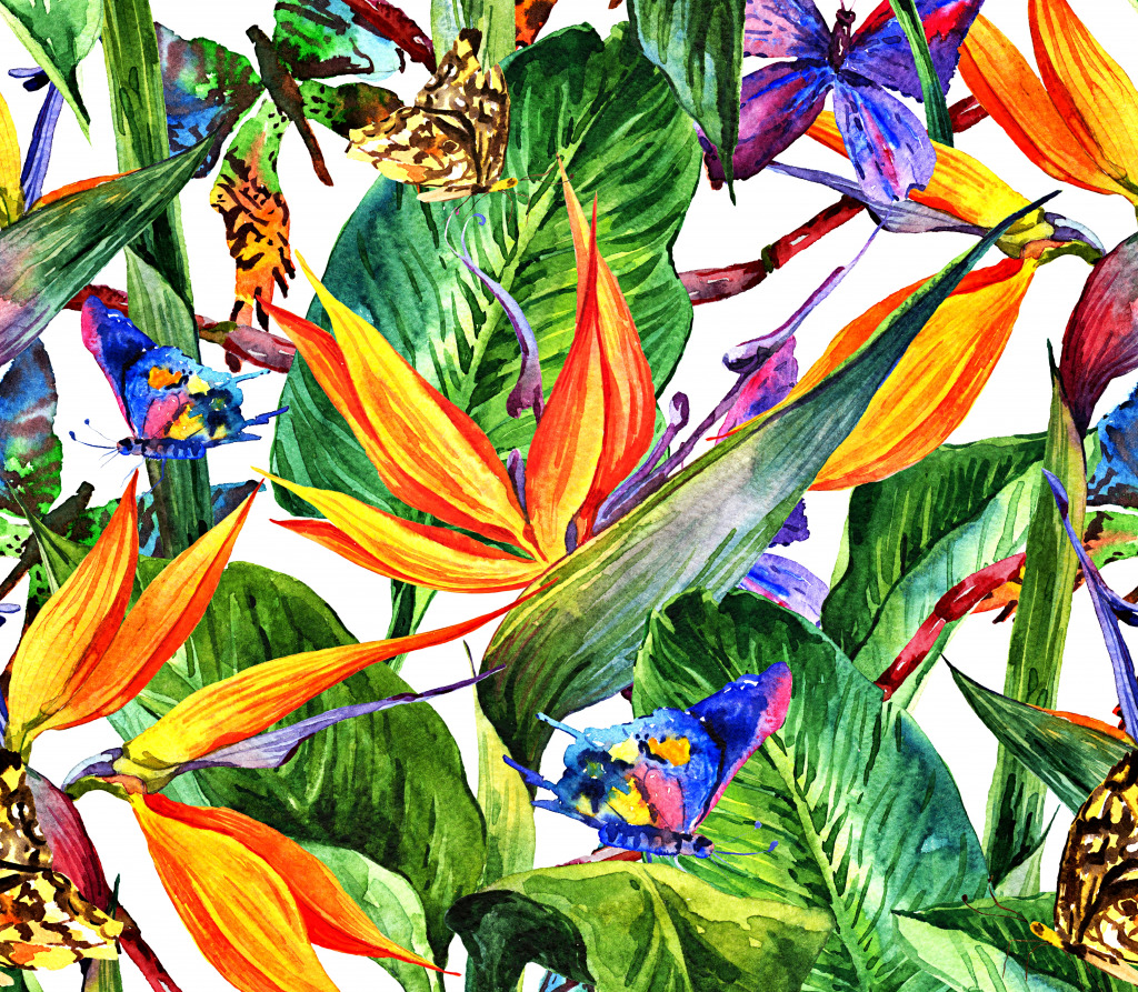 Экзотические цветы и бабочки jigsaw puzzle in Цветы puzzles on TheJigsawPuzzles.com