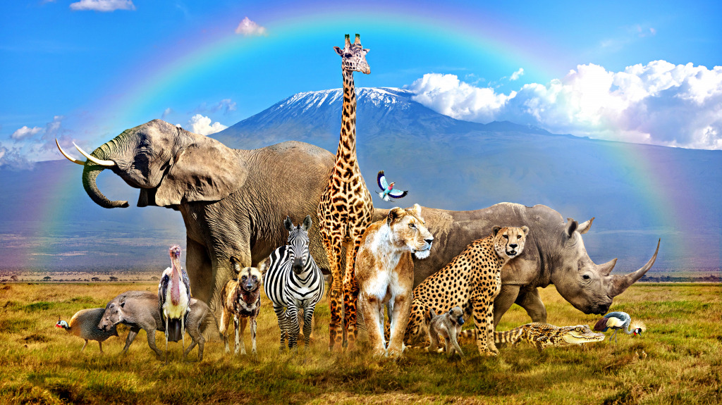 Afrikanische Wildtiere jigsaw puzzle in Tiere puzzles on TheJigsawPuzzles.com