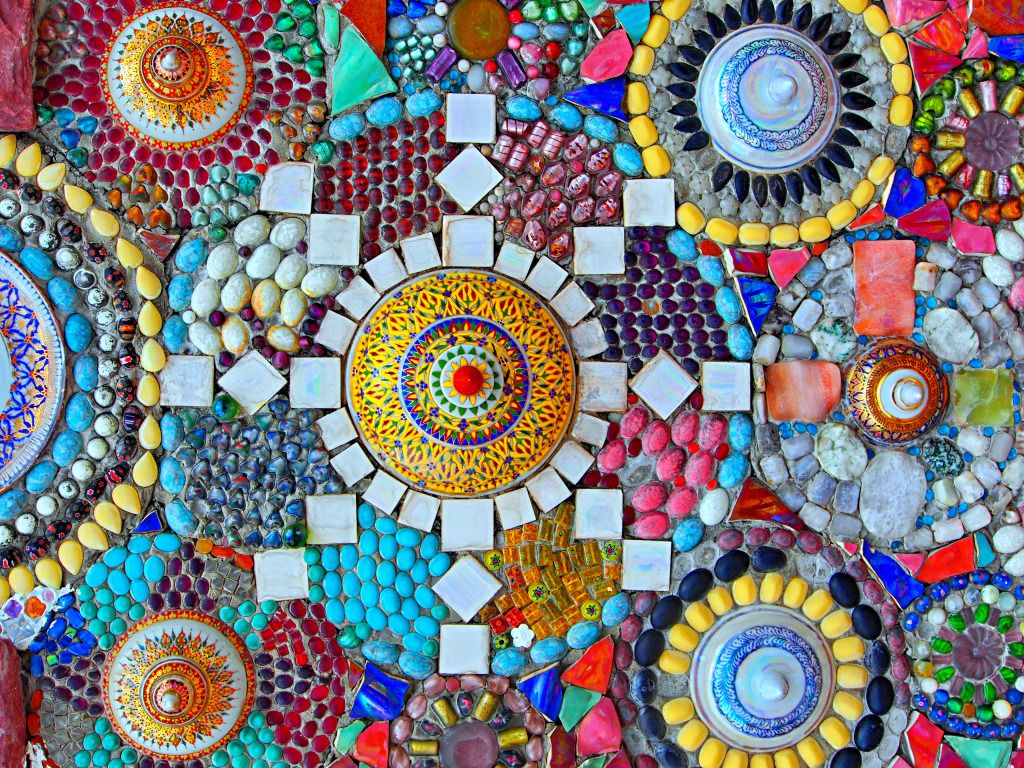 Разноцветная мозаичная плитка jigsaw puzzle in Рукоделие puzzles on TheJigsawPuzzles.com