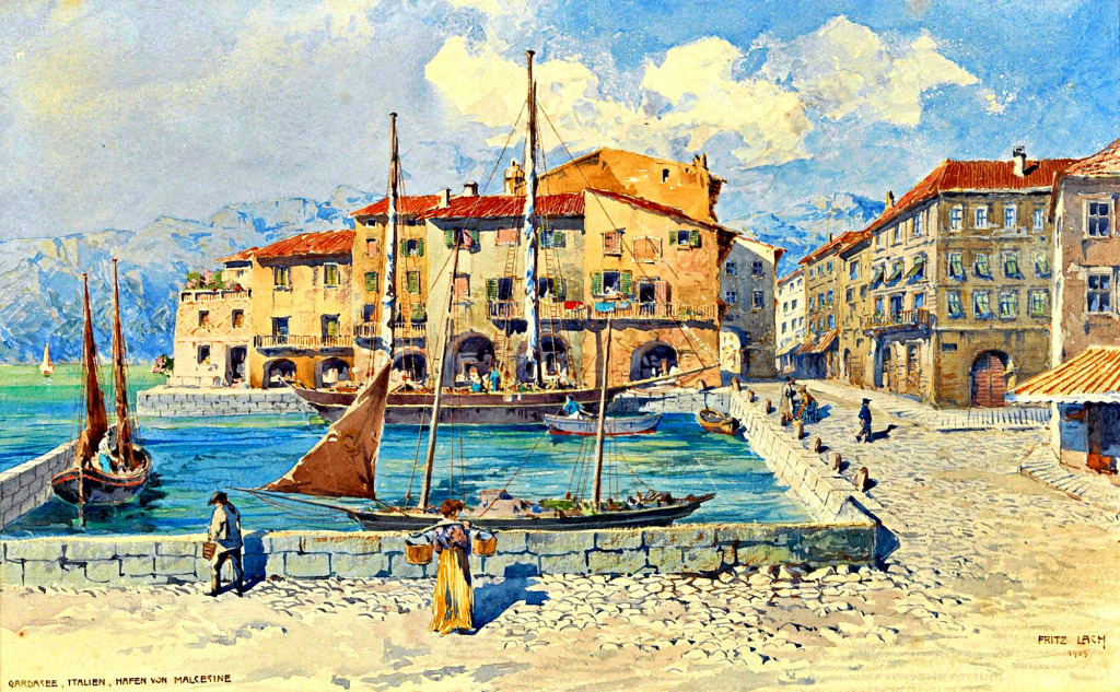 Port of Malcesine, Lake Garda jigsaw puzzle in Piece of Art puzzles on TheJigsawPuzzles.com