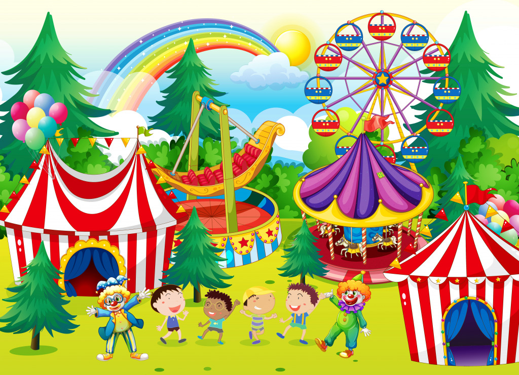 Der Zirkus ist in der Stadt jigsaw puzzle in Kinder Puzzles puzzles on TheJigsawPuzzles.com