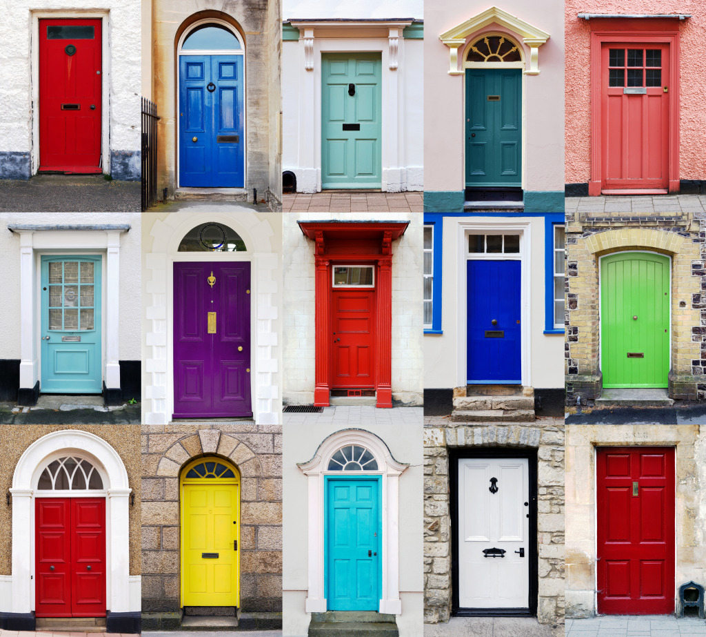 Colorful Entrance Doors jigsaw puzzle in Puzzle of the Day puzzles on TheJigsawPuzzles.com