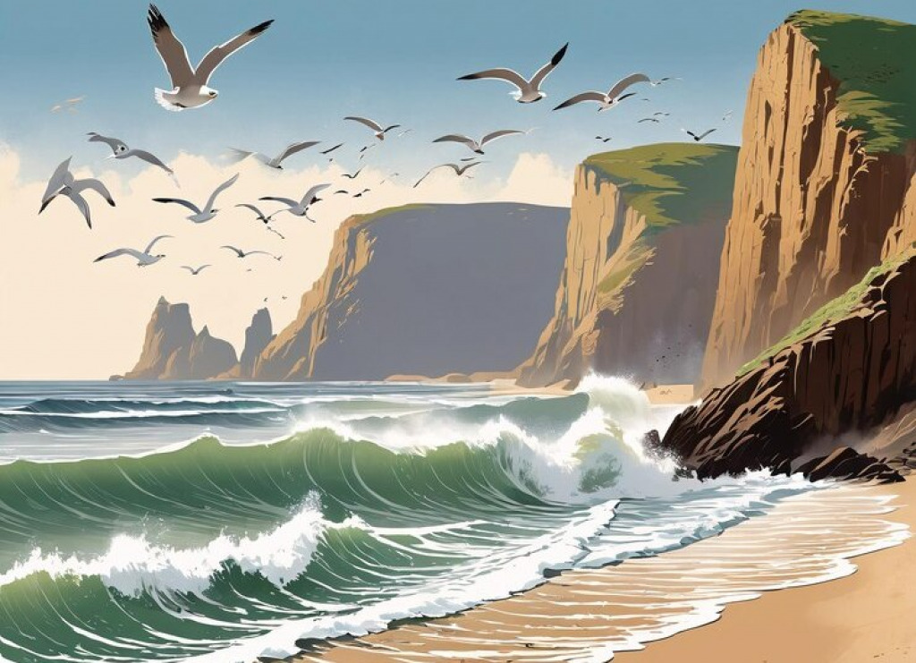 painting-beach-with-birds-flying-it_761066-23614 jigsaw puzzle in Chris Bull puzzles on TheJigsawPuzzles.com