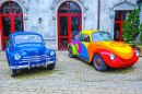 Colorful Retro Cars at Bana Hills, Vietnam
