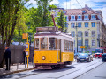 Vintage Tram in the Center of Lisbon, Portugal