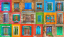 Collage de fenêtres rustiques italiennes