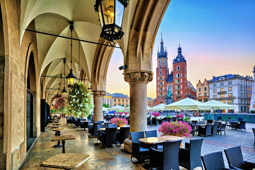 Main Square of Krakow, Poland jigsaw puzzle in Puzzle of the Day puzzles on TheJigsawPuzzles.com