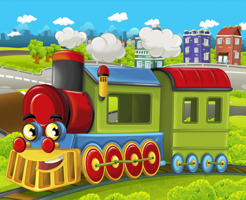 Funny Cartoon Steam Locomotive jigsaw puzzle in Puzzle of the Day puzzles on TheJigsawPuzzles.com