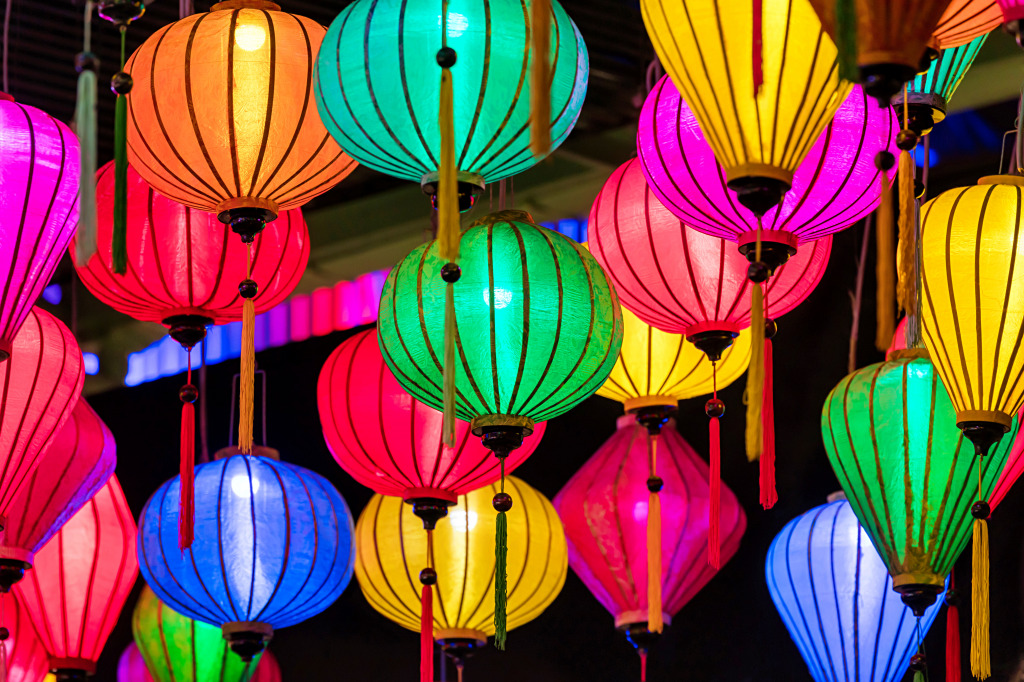 Colorful Paper Lanterns jigsaw puzzle in Puzzle of the Day puzzles on TheJigsawPuzzles.com