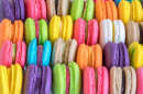 Colorful French Macarons in Close-Up
