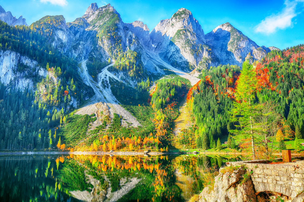 Autumn Landscape with Dachstein, Austria jigsaw puzzle in Great Sightings puzzles on TheJigsawPuzzles.com