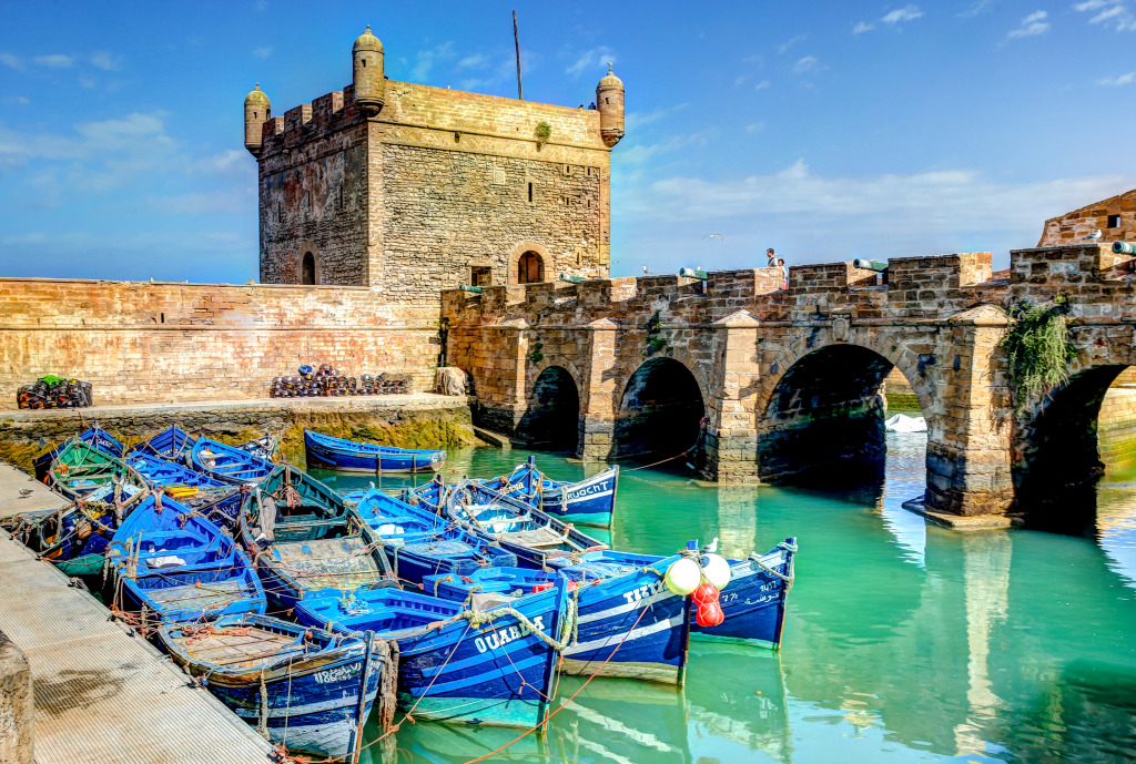 Boats in the Marina of Essaouira Morocco jigsaw puzzle in Bridges puzzles on TheJigsawPuzzles.com