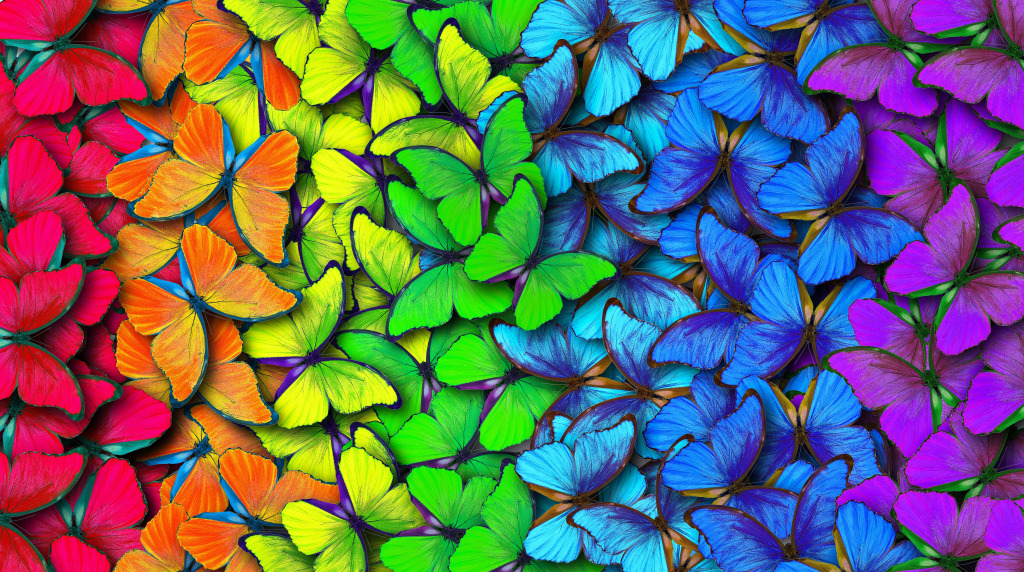 Arco-íris das borboletas jigsaw puzzle in Quebra-Cabeça do Dia puzzles on TheJigsawPuzzles.com