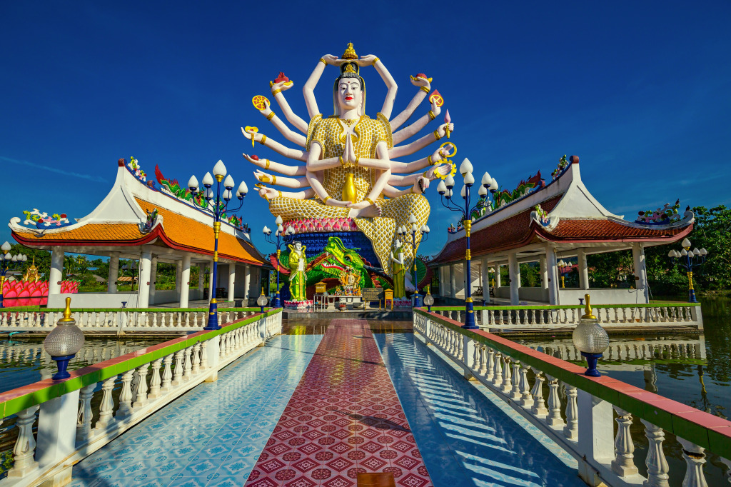 Temple bouddhiste Wat Plai Laem, île de Koh Samui jigsaw puzzle in Puzzle du jour puzzles on TheJigsawPuzzles.com