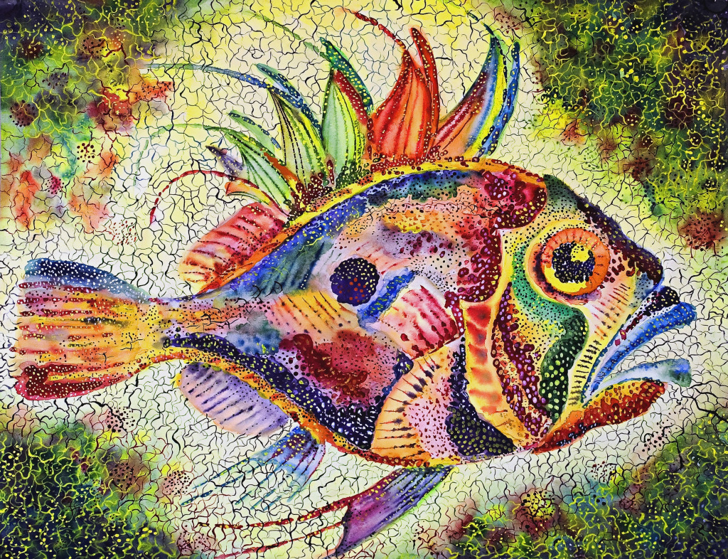 Watercolor Bright Fish jigsaw puzzle in Puzzle of the Day puzzles on TheJigsawPuzzles.com