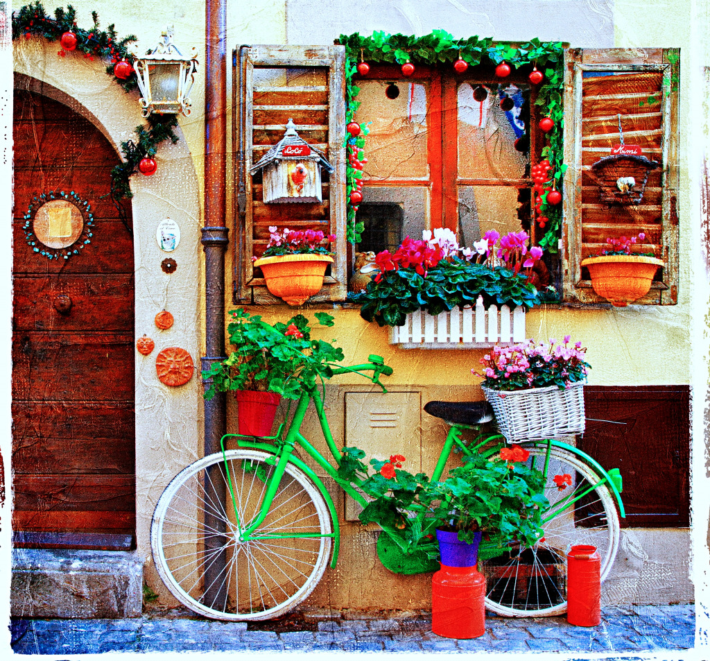 Malerische Straße eines kleinen italienischen Dorfes jigsaw puzzle in Puzzle des Tages puzzles on TheJigsawPuzzles.com