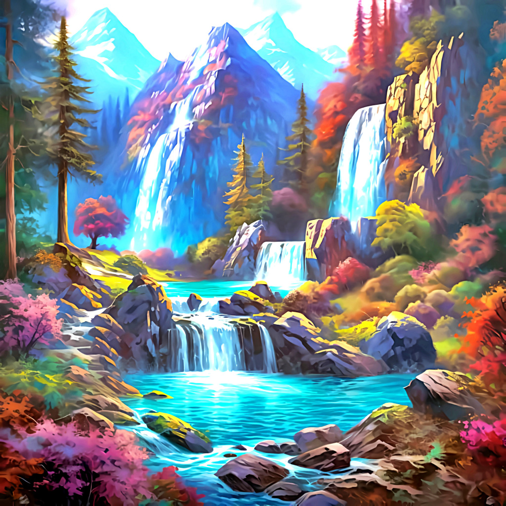Waterfall in the Mountains jigsaw puzzle in Waterfalls puzzles on TheJigsawPuzzles.com