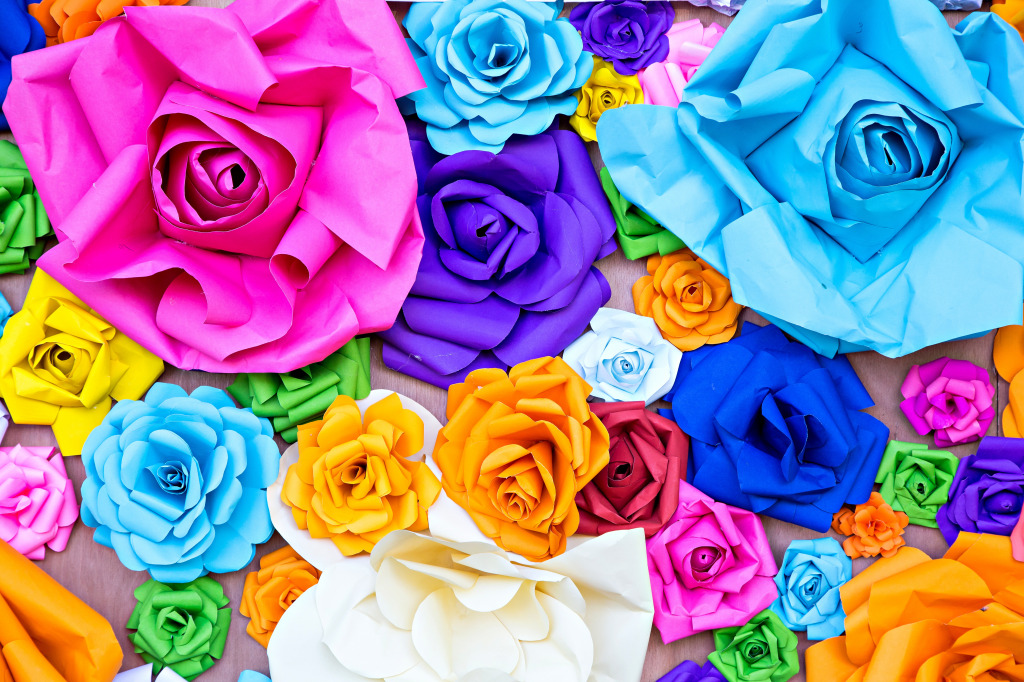 Colorful Paper Roses jigsaw puzzle in Flowers puzzles on TheJigsawPuzzles.com