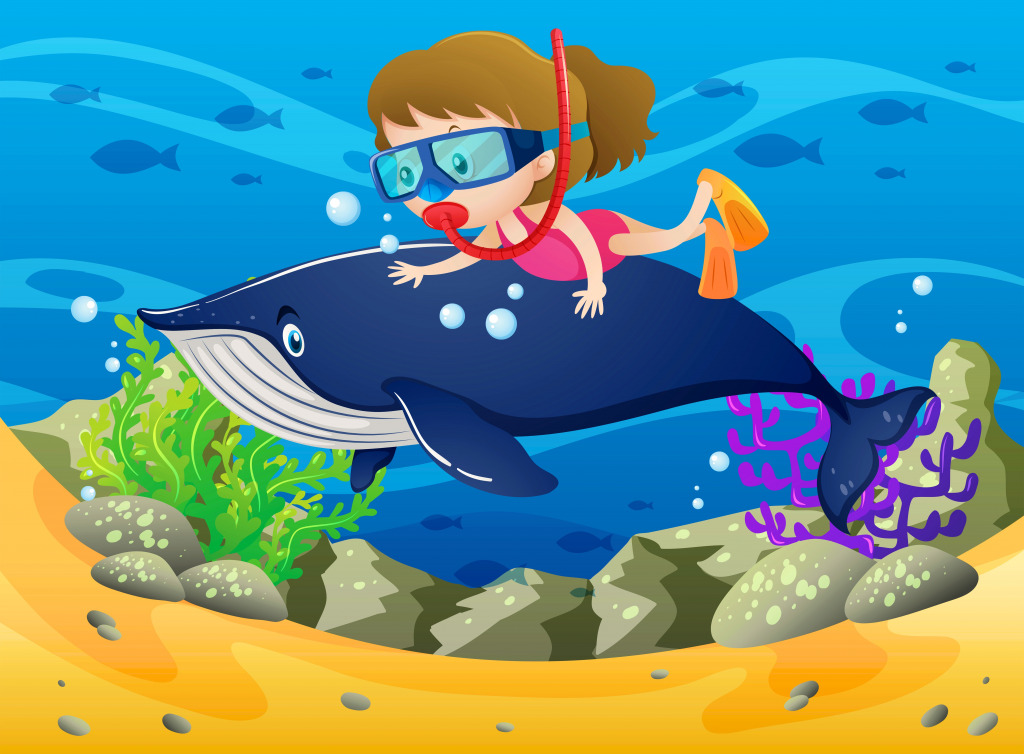 Diving with a Whale jigsaw puzzle in Kids Puzzles puzzles on TheJigsawPuzzles.com