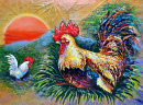Roosters, Oil Painting, Thailand