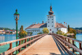 Scenic view of Ort Castle, Lake Traunsee, Austria