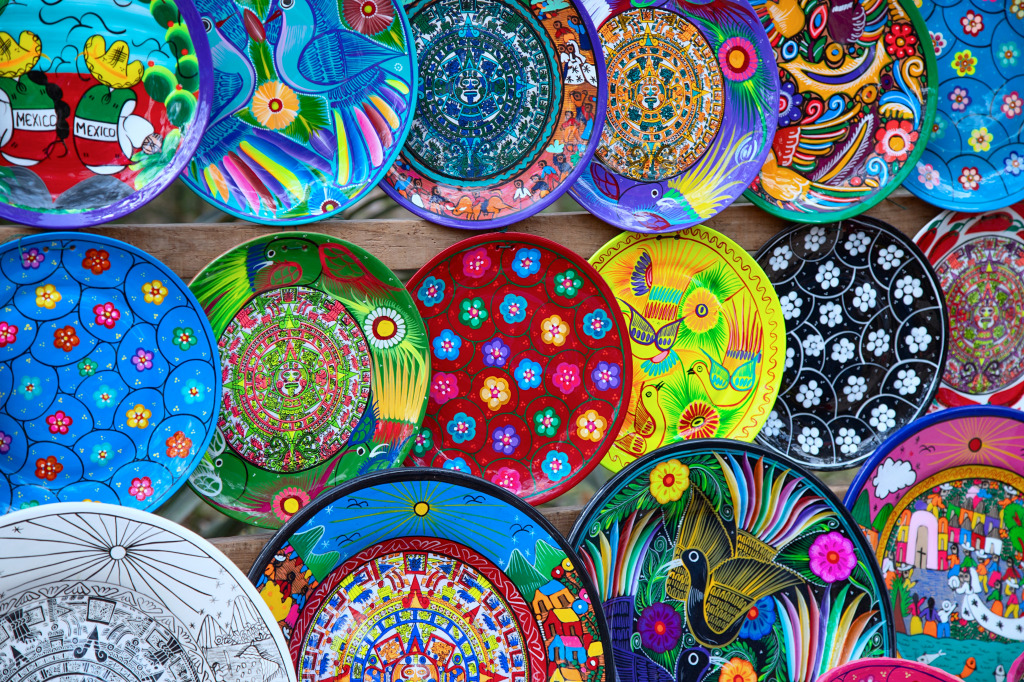 Traditional Mexican Pottery at a Street Market jigsaw puzzle in Handmade puzzles on TheJigsawPuzzles.com