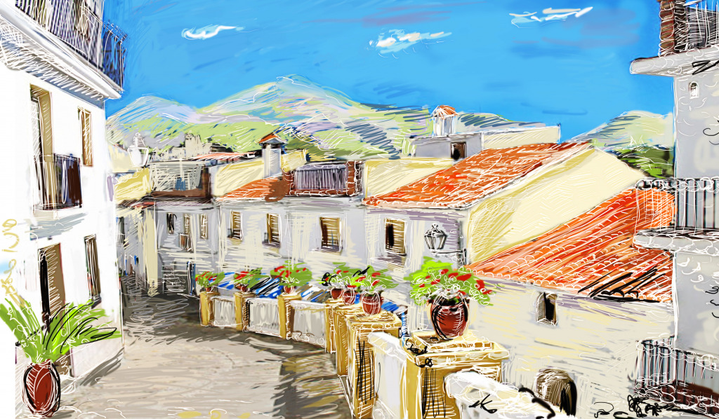 Street in a Greek Town jigsaw puzzle in Street View puzzles on TheJigsawPuzzles.com