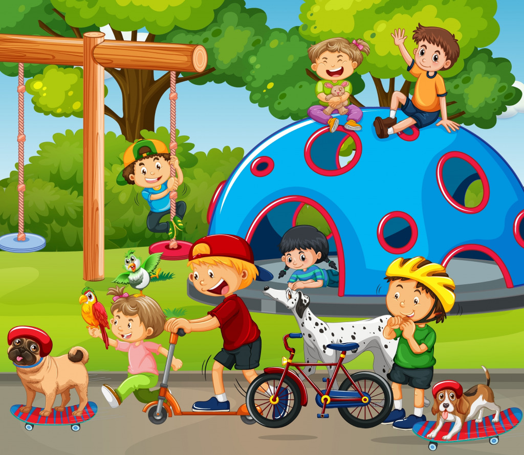 Playground Scene jigsaw puzzle in Kids Puzzles puzzles on TheJigsawPuzzles.com