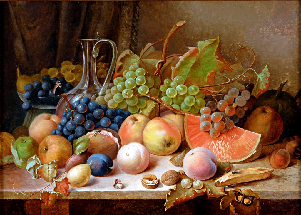 Still Life with Fruits, Nuts and Butterflies jigsaw puzzle in Fruits & Veggies puzzles on TheJigsawPuzzles.com