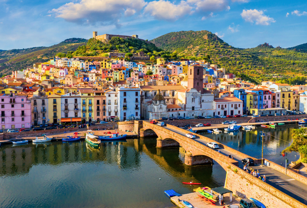 Aerial View of Bosa, Sardinia, Italy jigsaw puzzle in Puzzle of the Day puzzles on TheJigsawPuzzles.com