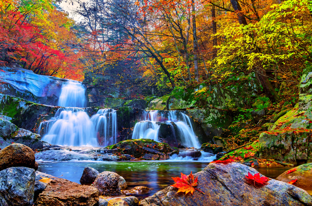 Bangtaesan Waterfall, Gangwon, Coreia do Sul jigsaw puzzle in Cachoeiras puzzles on TheJigsawPuzzles.com