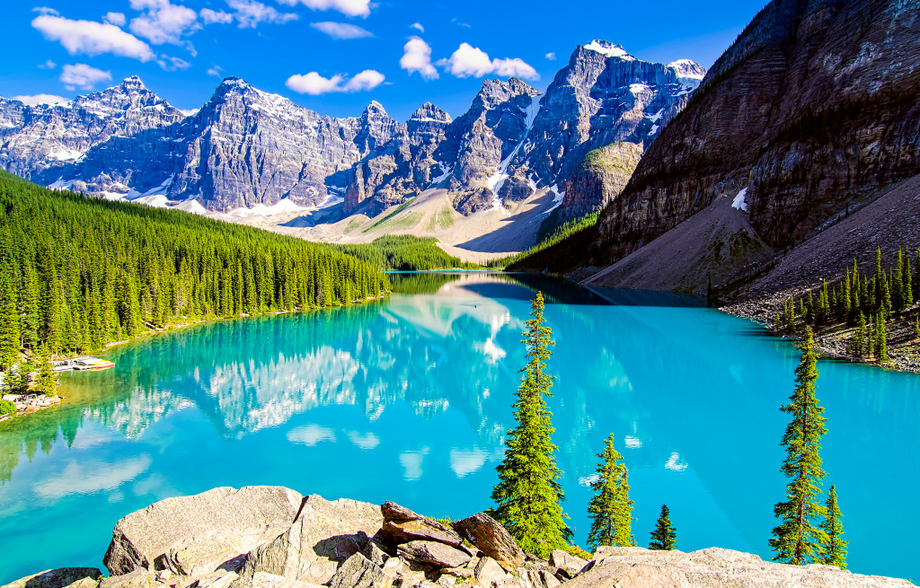 Moraine Lake and the Valley of the Ten Peaks jigsaw puzzle in Great Sightings puzzles on TheJigsawPuzzles.com