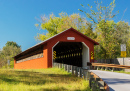 Vintage Covered Wooden Bridge on a Rural Road, USA