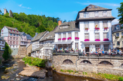 Half-timbered Houses In Monschau, Germany Jigsaw Puzzle In Street View 