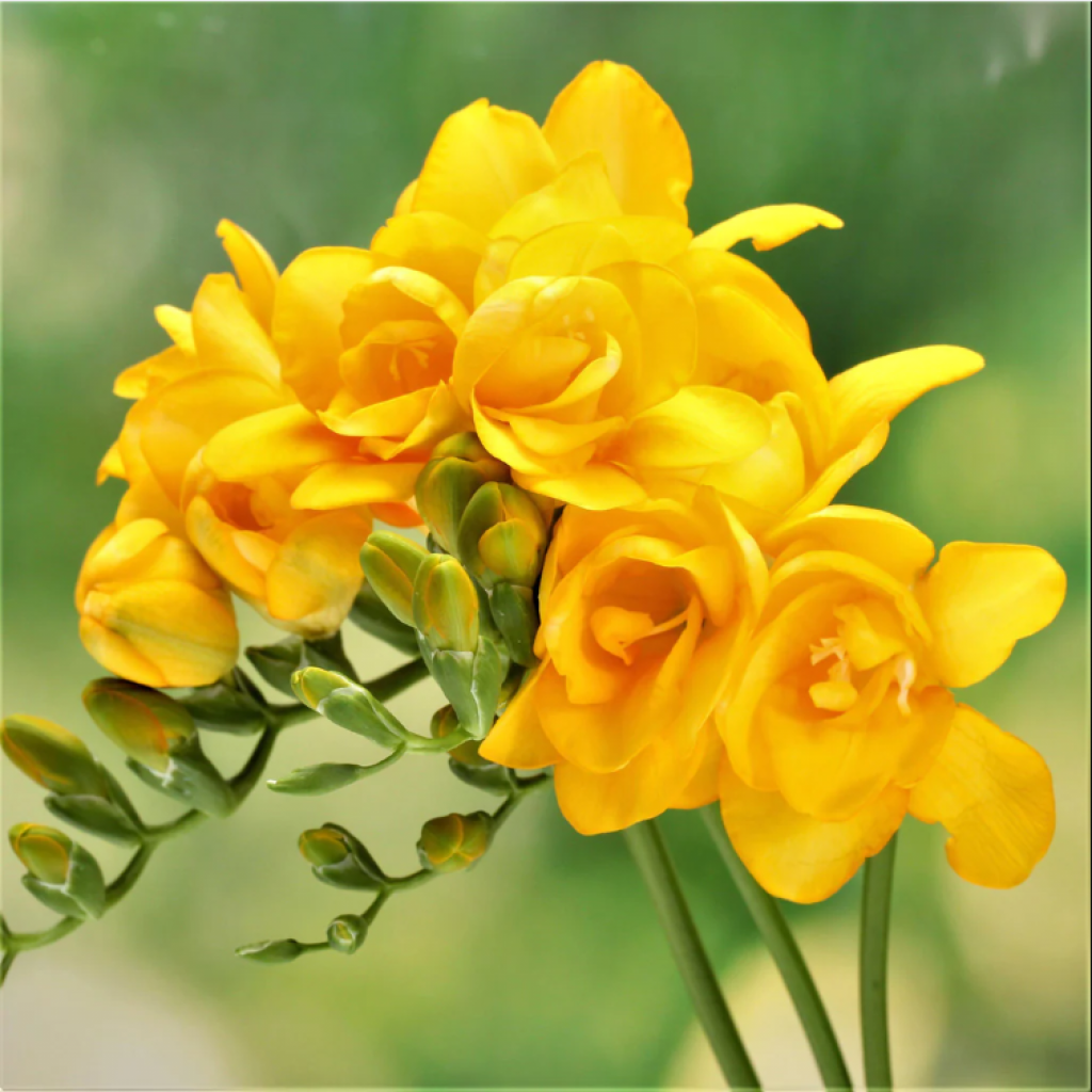 Double Yellow Freesia blossoms jigsaw puzzle in Carolyn Wright puzzles on TheJigsawPuzzles.com