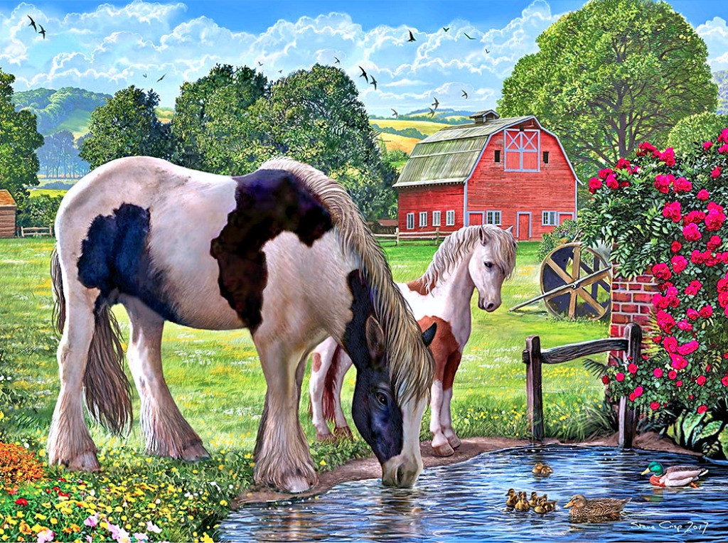 Stute und Fohlen jigsaw puzzle in Tiere puzzles on TheJigsawPuzzles.com