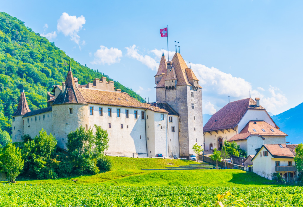 Aigle Castle, Alps, Switzerland jigsaw puzzle in Castles puzzles on TheJigsawPuzzles.com