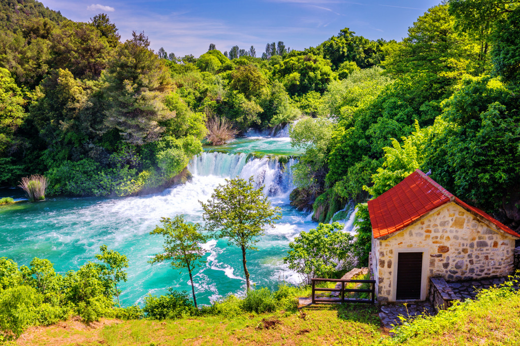 Cascades de Krka, Dalmatie, Croatie jigsaw puzzle in Chutes d'eau puzzles on TheJigsawPuzzles.com