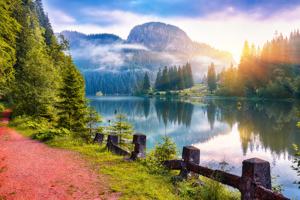 Majestic Summer View of the Red Lake, Romania jigsaw puzzle in Great Sightings puzzles on TheJigsawPuzzles.com