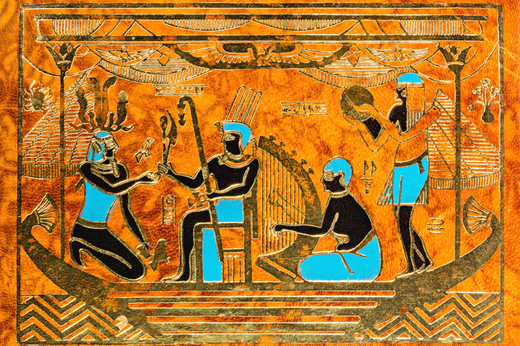 Egyptian Pharaoh with Musicians jigsaw puzzle in Macro puzzles on TheJigsawPuzzles.com