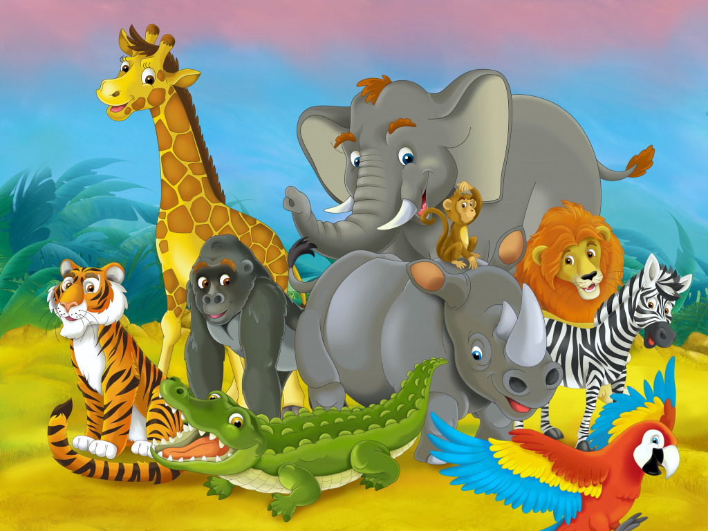 Cartoon Safari jigsaw puzzle in Kids Puzzles puzzles on TheJigsawPuzzles.com