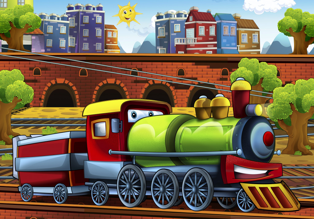 Funny Steam Locomotive jigsaw puzzle in Kids Puzzles puzzles on TheJigsawPuzzles.com