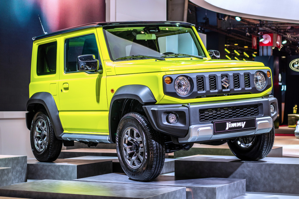 Suzuki Jimny at the Paris Motor Show jigsaw puzzle in Cars & Bikes puzzles on TheJigsawPuzzles.com