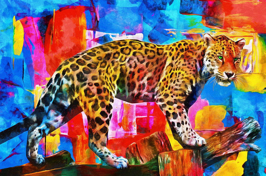 Leopard, Moderne Kunst jigsaw puzzle in Tiere puzzles on TheJigsawPuzzles.com