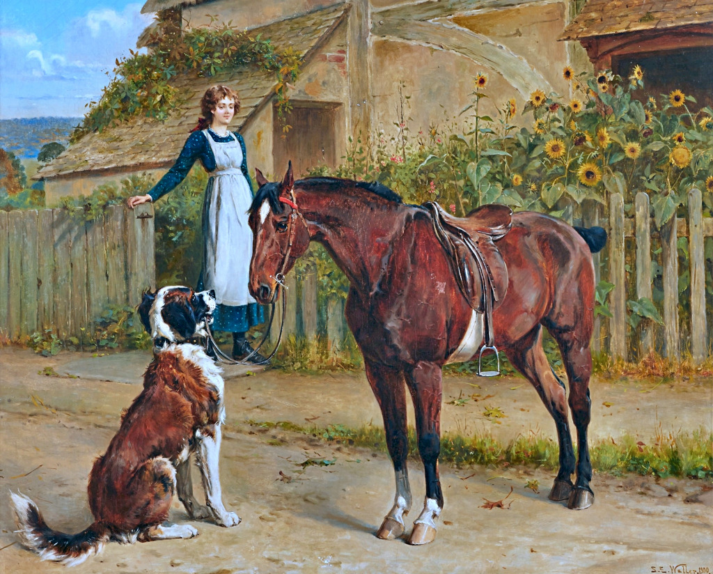 Dog Guarding A Horse jigsaw puzzle in Animals puzzles on TheJigsawPuzzles.com