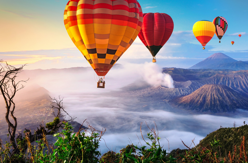 Hot Air Balloons in Java, Indonesia jigsaw puzzle in Aviation puzzles on TheJigsawPuzzles.com